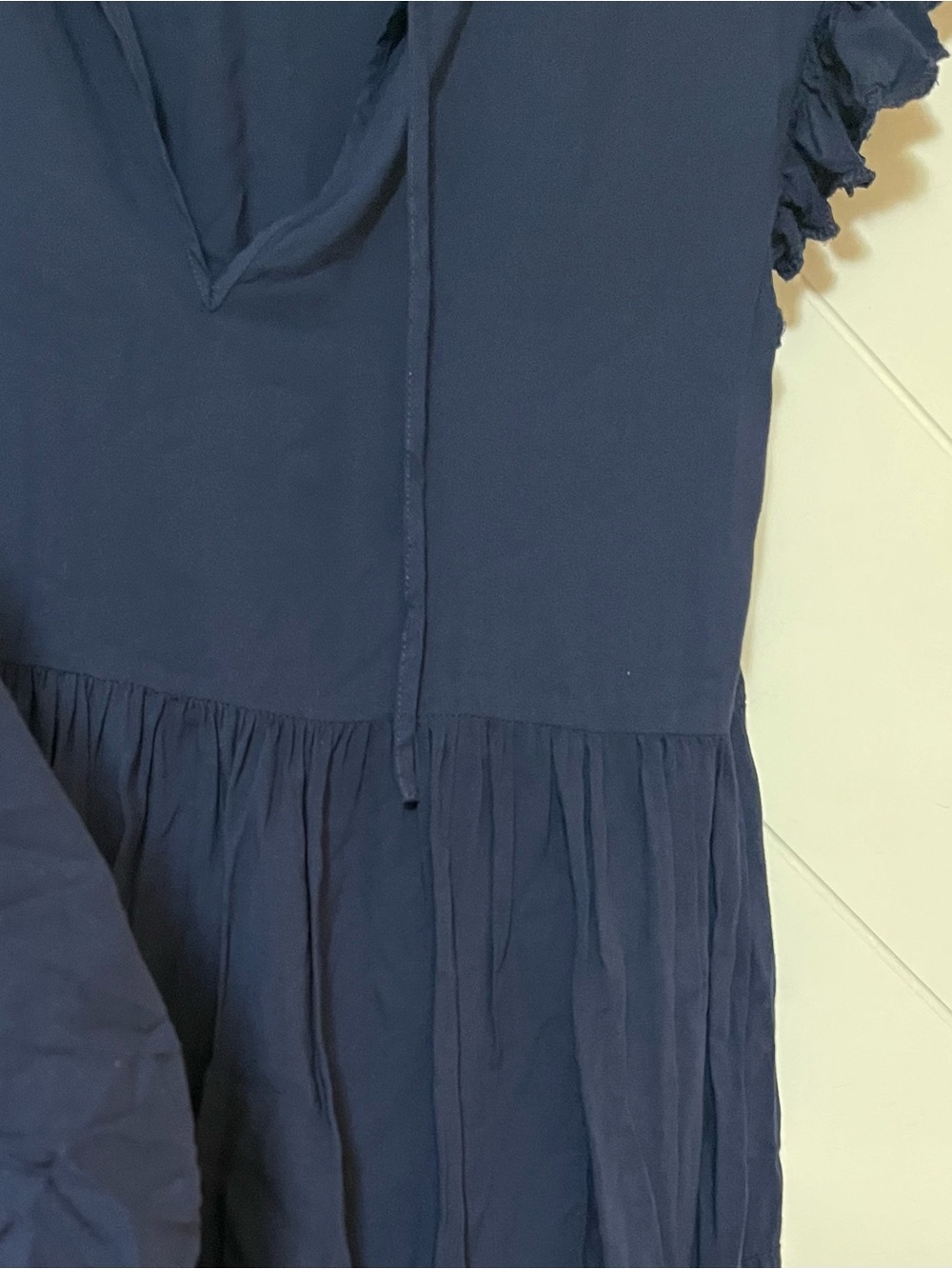 Wilfred La Boheme Navy Tiered Mini Dress with Keyhole Tie - Picture 10 of 10